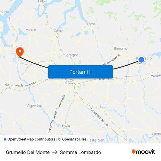 Grumello Del Monte to Somma Lombardo map