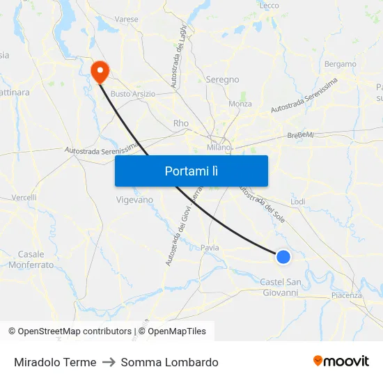 Miradolo Terme to Somma Lombardo map
