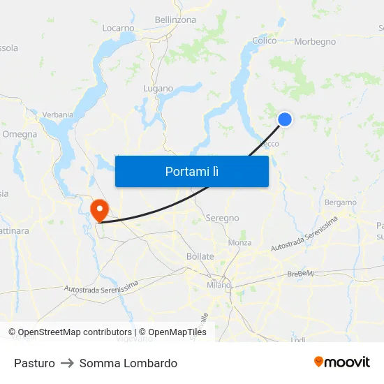 Pasturo to Somma Lombardo map
