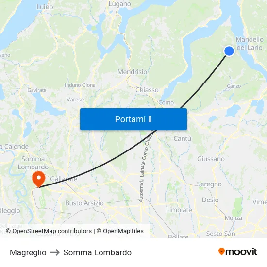 Magreglio to Somma Lombardo map