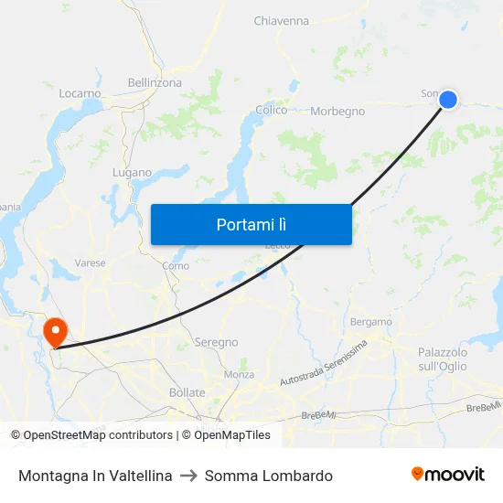 Montagna In Valtellina to Somma Lombardo map