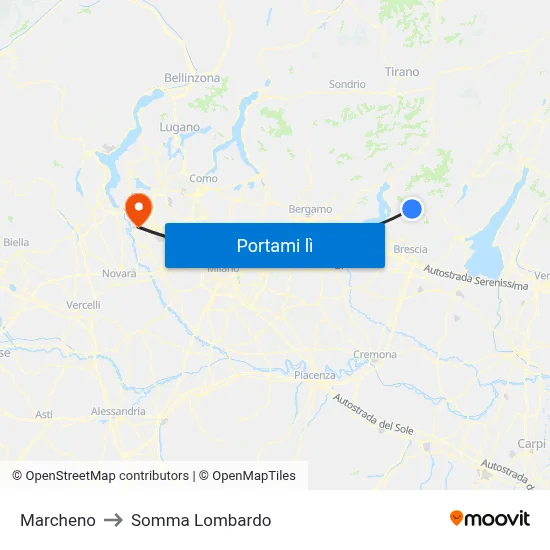 Marcheno to Somma Lombardo map