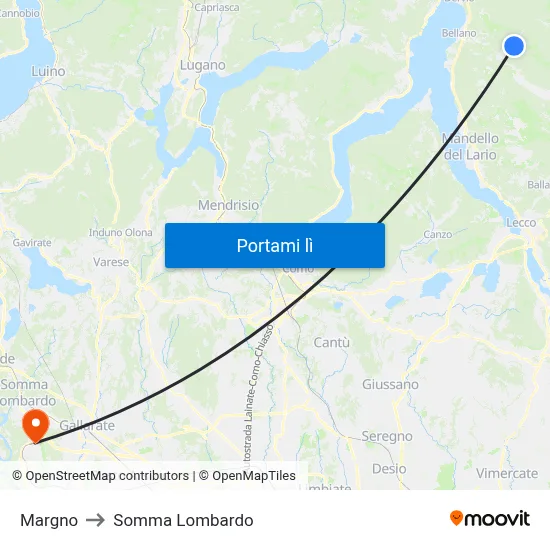 Margno to Somma Lombardo map