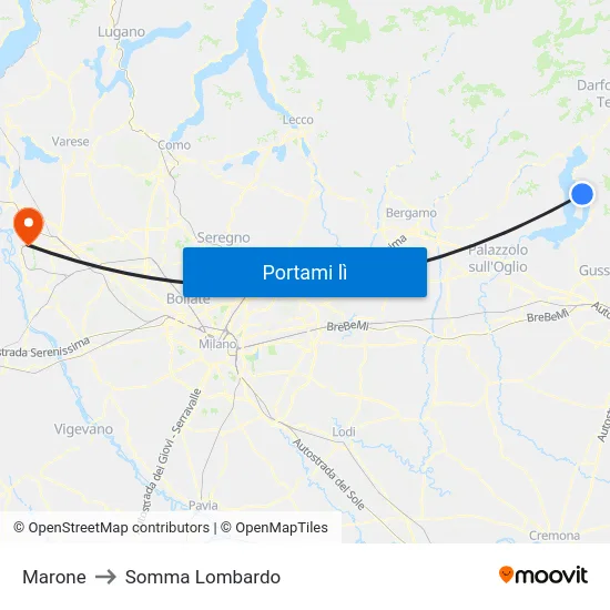 Marone to Somma Lombardo map