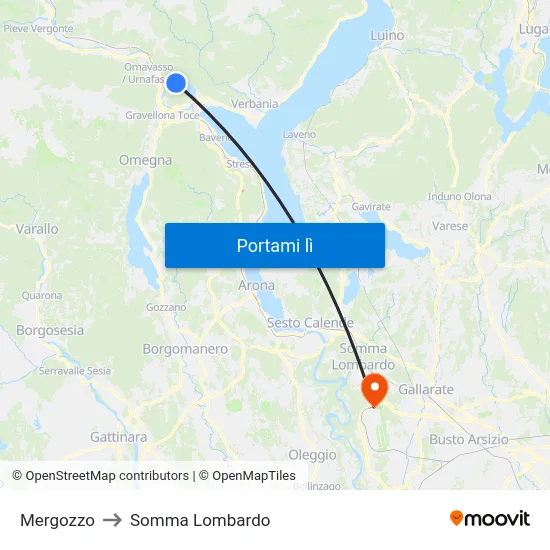 Mergozzo to Somma Lombardo map