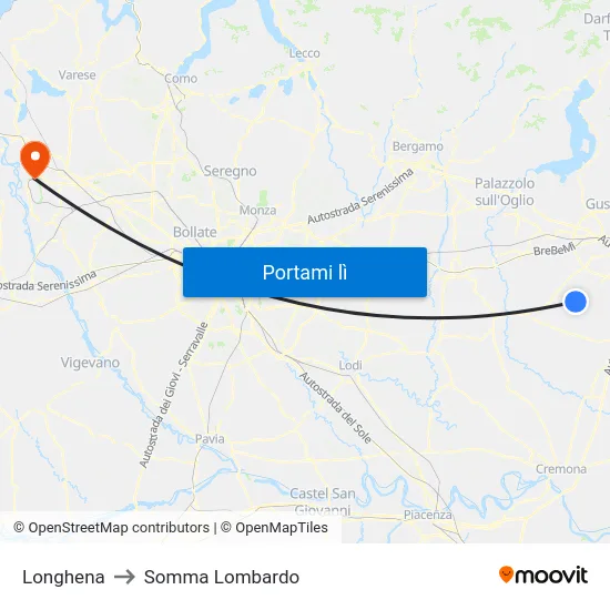 Longhena to Somma Lombardo map