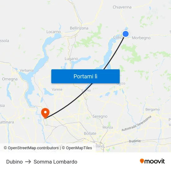 Dubino to Somma Lombardo map