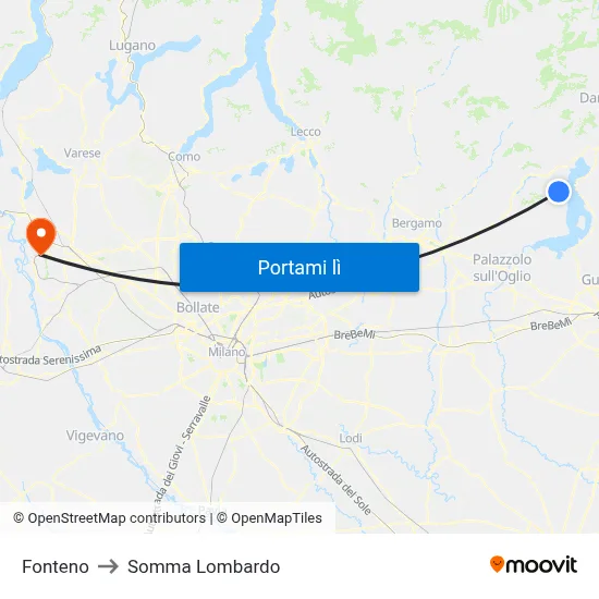 Fonteno to Somma Lombardo map