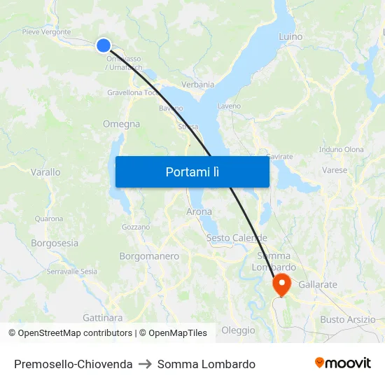 Premosello-Chiovenda to Somma Lombardo map