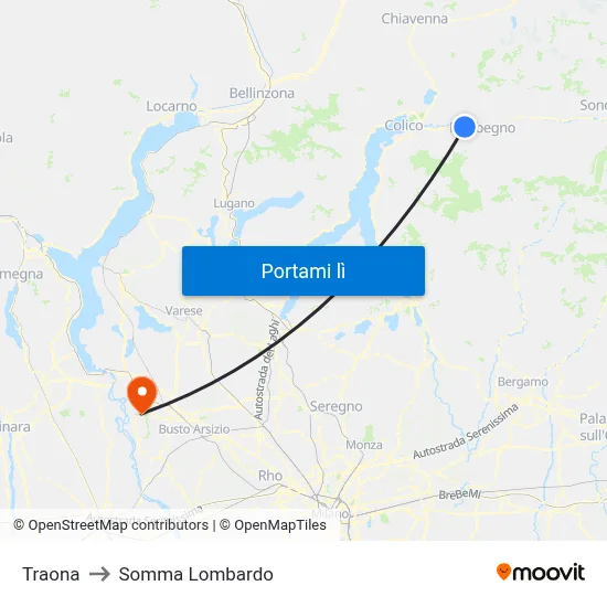 Traona to Somma Lombardo map