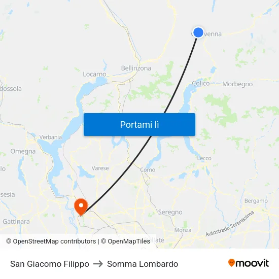 San Giacomo Filippo to Somma Lombardo map