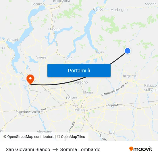 San Giovanni Bianco to Somma Lombardo map