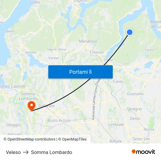 Veleso to Somma Lombardo map