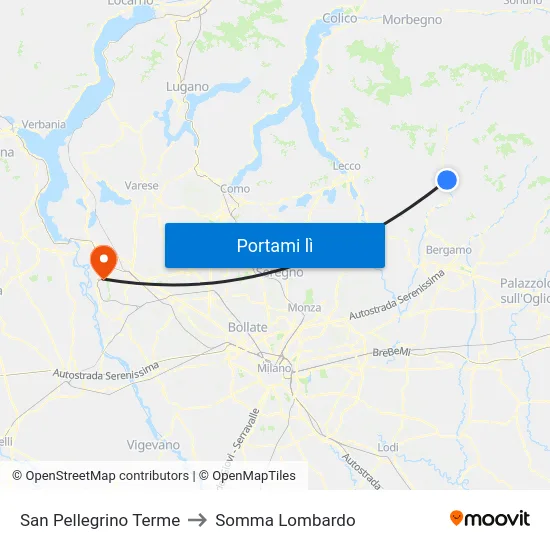San Pellegrino Terme to Somma Lombardo map