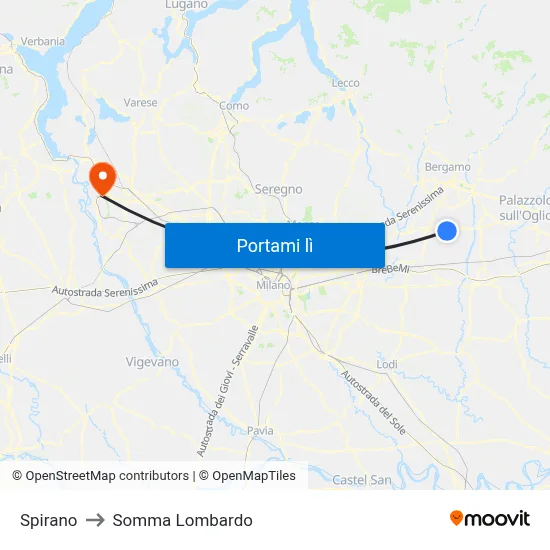 Spirano to Somma Lombardo map