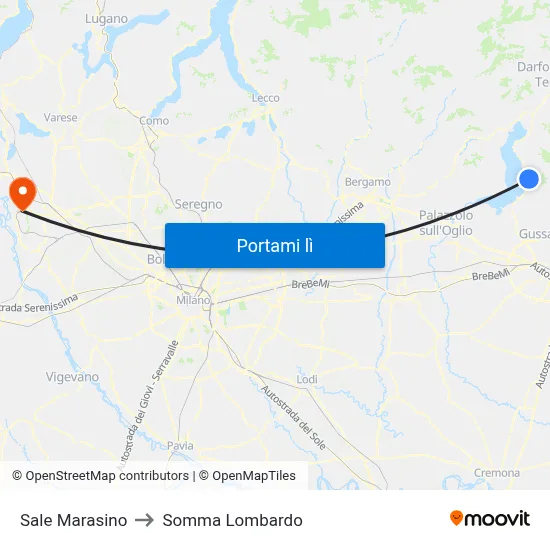 Sale Marasino to Somma Lombardo map