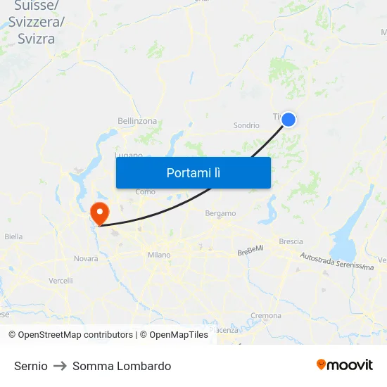 Sernio to Somma Lombardo map