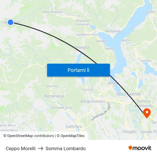 Ceppo Morelli to Somma Lombardo map