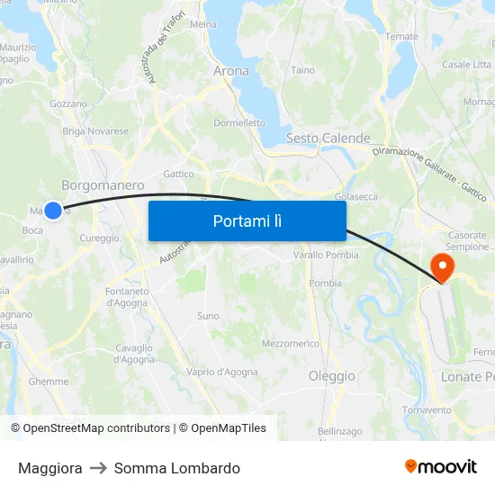 Maggiora to Somma Lombardo map