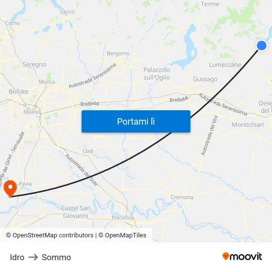 Idro to Sommo map