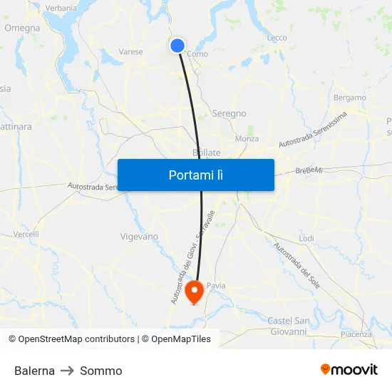 Balerna to Sommo map