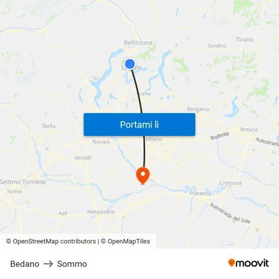 Bedano to Sommo map