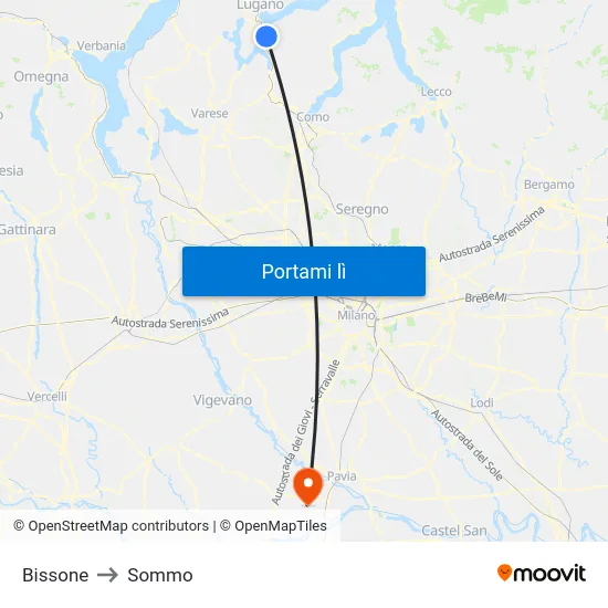 Bissone to Sommo map