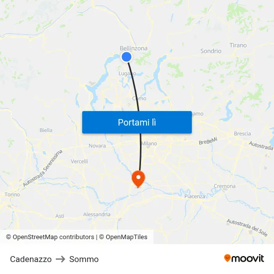 Cadenazzo to Sommo map