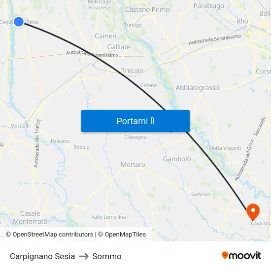 Carpignano Sesia to Sommo map