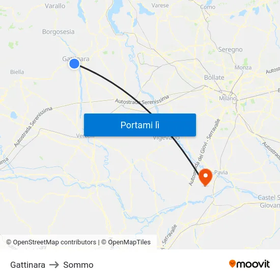 Gattinara to Sommo map