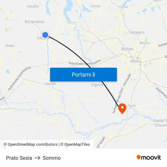 Prato Sesia to Sommo map