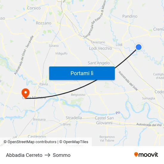 Abbadia Cerreto to Sommo map