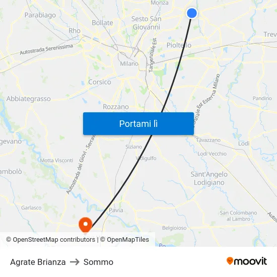 Agrate Brianza to Sommo map
