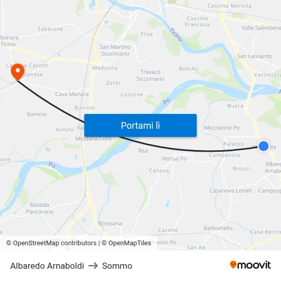 Albaredo Arnaboldi to Sommo map
