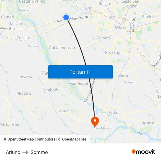 Arluno to Sommo map