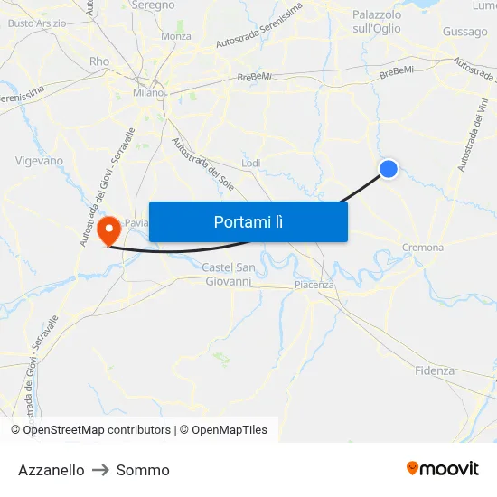 Azzanello to Sommo map