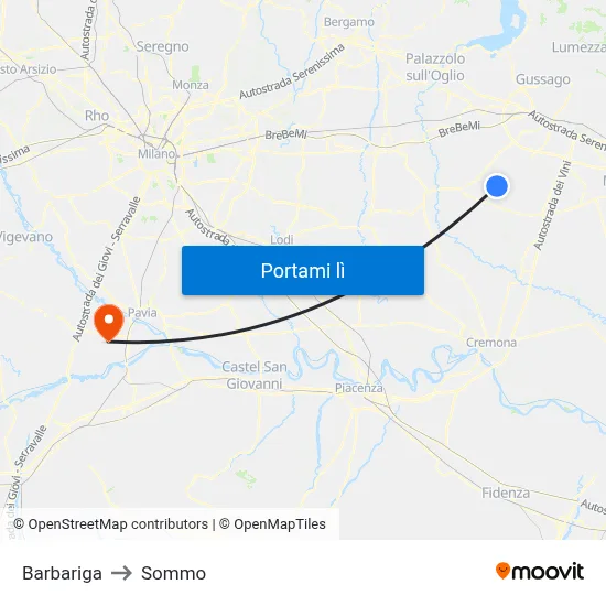 Barbariga to Sommo map