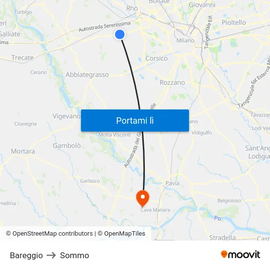Bareggio to Sommo map