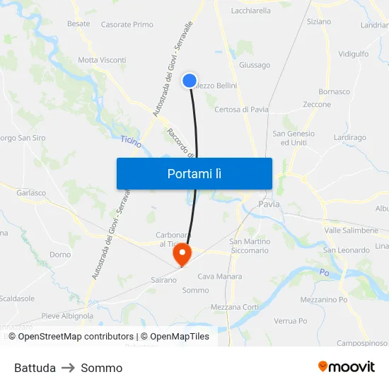 Battuda to Sommo map