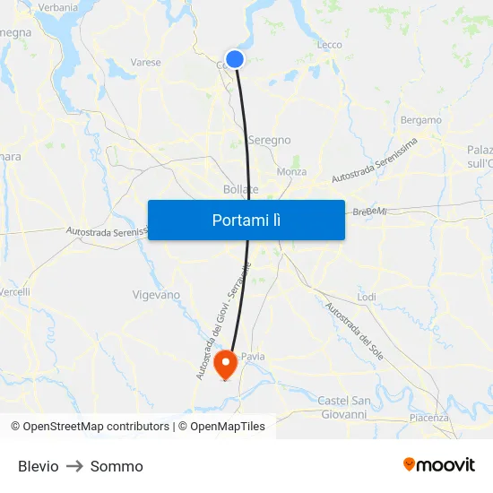 Blevio to Sommo map