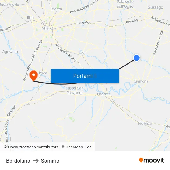 Bordolano to Sommo map