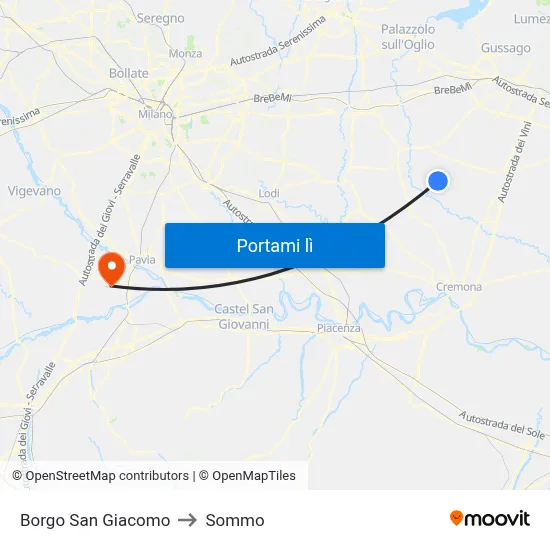 Borgo San Giacomo to Sommo map