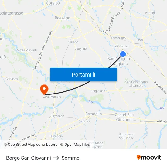 Borgo San Giovanni to Sommo map