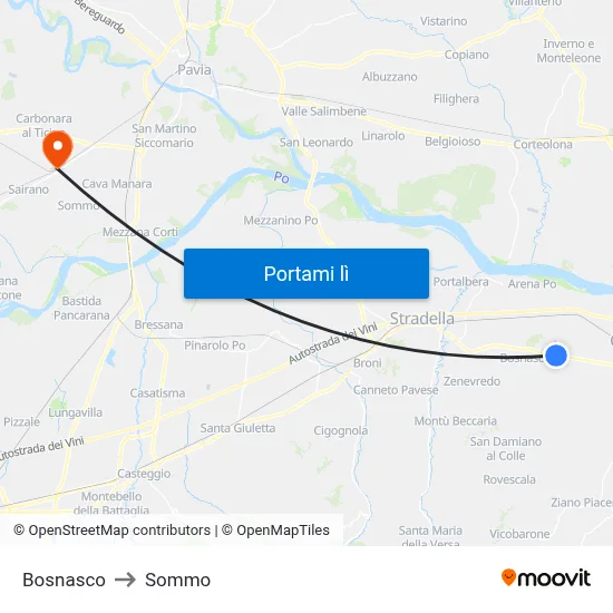 Bosnasco to Sommo map