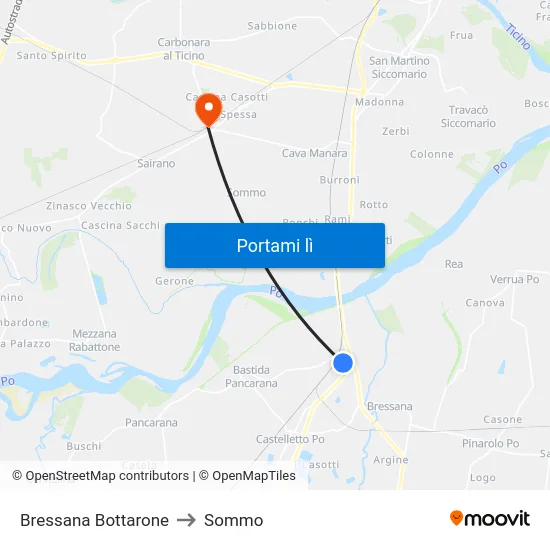 Bressana Bottarone to Sommo map
