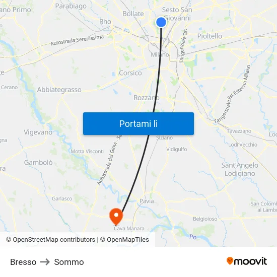 Bresso to Sommo map