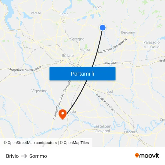 Brivio to Sommo map