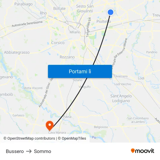 Bussero to Sommo map