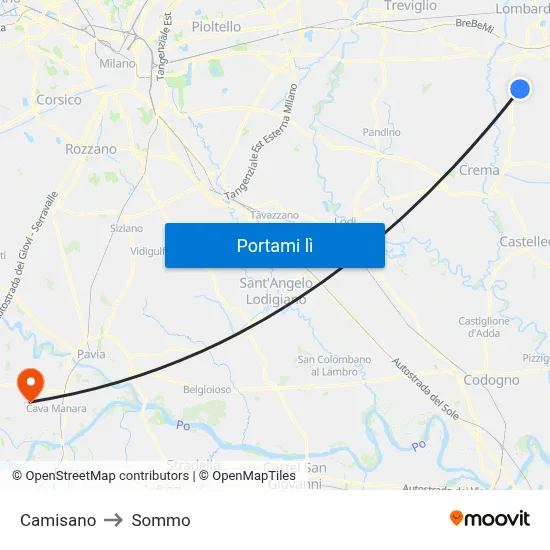 Camisano to Sommo map