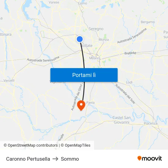 Caronno Pertusella to Sommo map